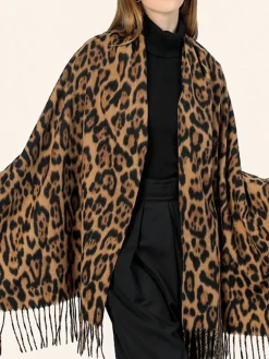 Leopard Printed Tassel Warm Scarf Accessories