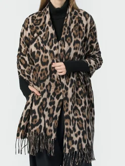 Leopard Printed Tassel Warm Scarf Accessories