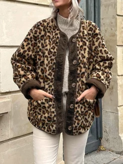 Hot Leopard Printed Winter Coat Outerwear|Coats