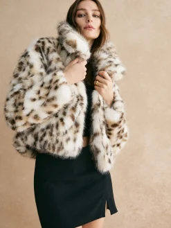 Leopard Women Faux Fur Coat Outerwear|Tops