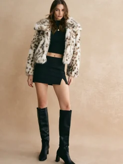 Leopard Women Faux Fur Coat Outerwear|Tops