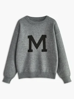 New Letter Printed Loose Sweater Sweater Tops|Sweaters & Cardigans