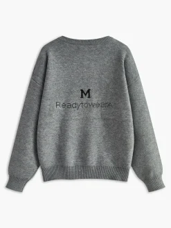 Discount Letter Printed Loose Sweater Sweater Tops|Sweaters & Cardigans