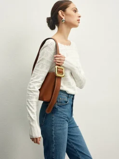 Online Lettuce Trim Backless Pointelle Knit Top Sweater Tops|Sweaters & Cardigans