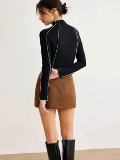 Lettuce Trim Contrast Piping Slim Blouse Blouses & Shirts|Tops