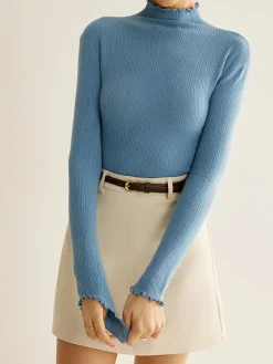 New Lettuce Trim Cozy Knit Top T-shirts|Knitwear
