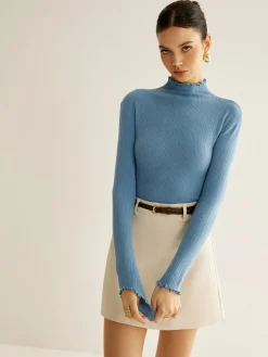 New Lettuce Trim Cozy Knit Top T-shirts|Knitwear