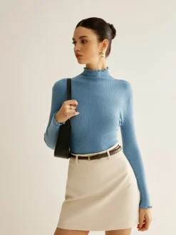 New Lettuce Trim Cozy Knit Top T-shirts|Knitwear