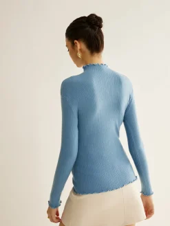 New Lettuce Trim Cozy Knit Top T-shirts|Knitwear