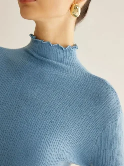 New Lettuce Trim Cozy Knit Top T-shirts|Knitwear