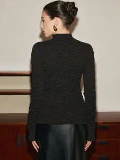 Clearance Lettuce Trim Crinkle Sweater Sweater Tops|Sweaters & Cardigans