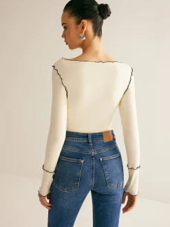 Online Lettuce Trim Long Sleeve Slim T-Shirt T-shirts|Tops