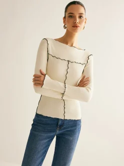 Online Lettuce Trim Long Sleeve Slim T-Shirt T-shirts|Tops