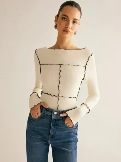 Online Lettuce Trim Long Sleeve Slim T-Shirt T-shirts|Tops