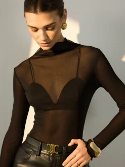 Sale Lettuce Trim Mesh Sheer Blouse Blouses & Shirts|Tops