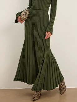 Lettuce Trim Pleated Sweater Skirt Skirts|Knitwear