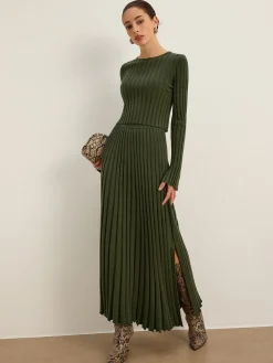 Lettuce Trim Pleated Sweater Skirt Skirts|Knitwear
