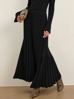 Lettuce Trim Pleated Sweater Skirt Skirts|Knitwear