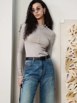 Online Lettuce Trim Skinny Jersey Top T-shirts|Tops