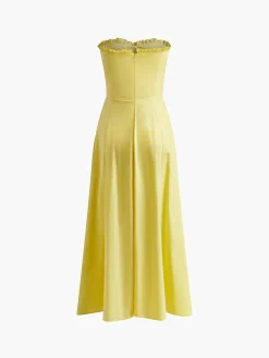 Outlet Lettuce Trim Slit Midi Dress Summer Dresses|Midi Dresses