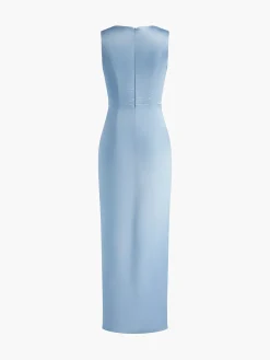 Sale Lettuce Trim Split Tank Long Dress Cocktail & Party Dresses|Vacation Dresses