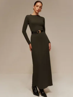 Online Lettuce Trim Sweater Long Dress Without Belt Sweater Dresses|Sweater Dresses