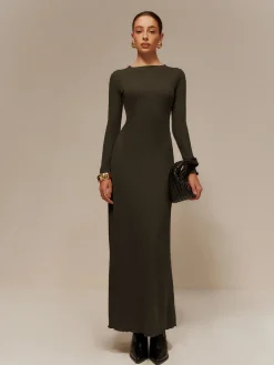 Online Lettuce Trim Sweater Long Dress Without Belt Sweater Dresses|Sweater Dresses