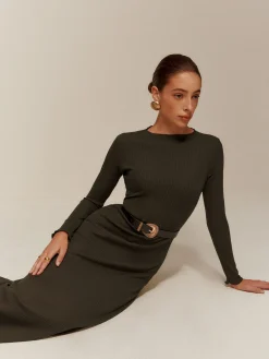 Online Lettuce Trim Sweater Long Dress Without Belt Sweater Dresses|Sweater Dresses