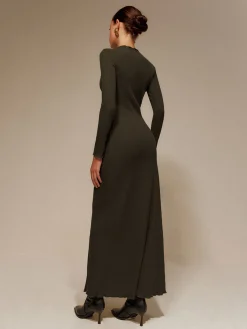 Online Lettuce Trim Sweater Long Dress Without Belt Sweater Dresses|Sweater Dresses