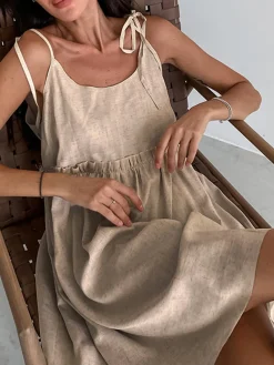 Online Levanzo Tied Shoulder Short Dress Vacation Dresses|Summer Dresses