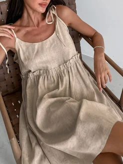 Online Levanzo Tied Shoulder Short Dress Vacation Dresses|Summer Dresses