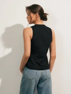 Outlet Linen Blends Button Up Tank Top Tank Tops & Camis|Tops
