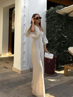 Sale Linen Blends Puff Sleeve Jumpsuit Jumpsuits & Rompers|Jumpsuits & Rompers