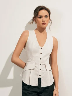 New Linen Blends Raw Hem Button Up Shirt Blouses & Shirts|Tops