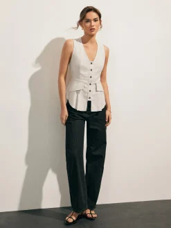 New Linen Blends Raw Hem Button Up Shirt Blouses & Shirts|Tops