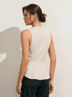 New Linen Blends Raw Hem Button Up Shirt Blouses & Shirts|Tops