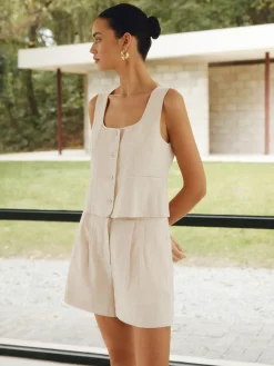 Linen Blends Simple Shorts Set Shorts Sets|Shorts