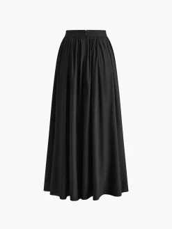 Clearance Linen Pleated Maxi Skirt Skirts|Matching Sets