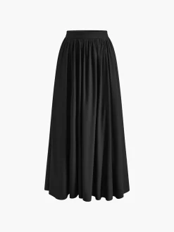 Clearance Linen Pleated Maxi Skirt Skirts|Matching Sets