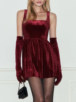 Outlet Long Evening Velvet Dress Gloves Accessories