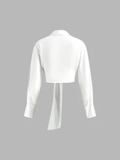 Outlet Long Sleeve Belted Crop Top Tops