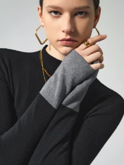 Long Sleeve Contrast Cuff Knit Top Sweater Tops|Sweaters & Cardigans