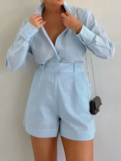 Sale Long Sleeve Loose Shorts Set Shorts Sets|Shorts