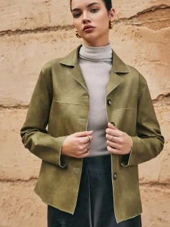 Loose PU Leather Straight Jacket Outerwear|Jackets