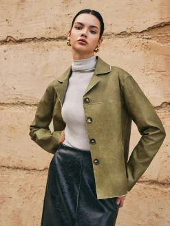 Loose PU Leather Straight Jacket Outerwear|Jackets