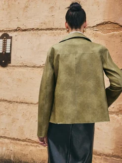 Loose PU Leather Straight Jacket Outerwear|Jackets