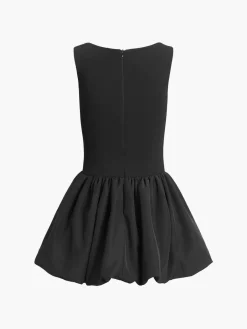 Low Cut Square Neck Short Dress Black Dresses|Casual Dresses