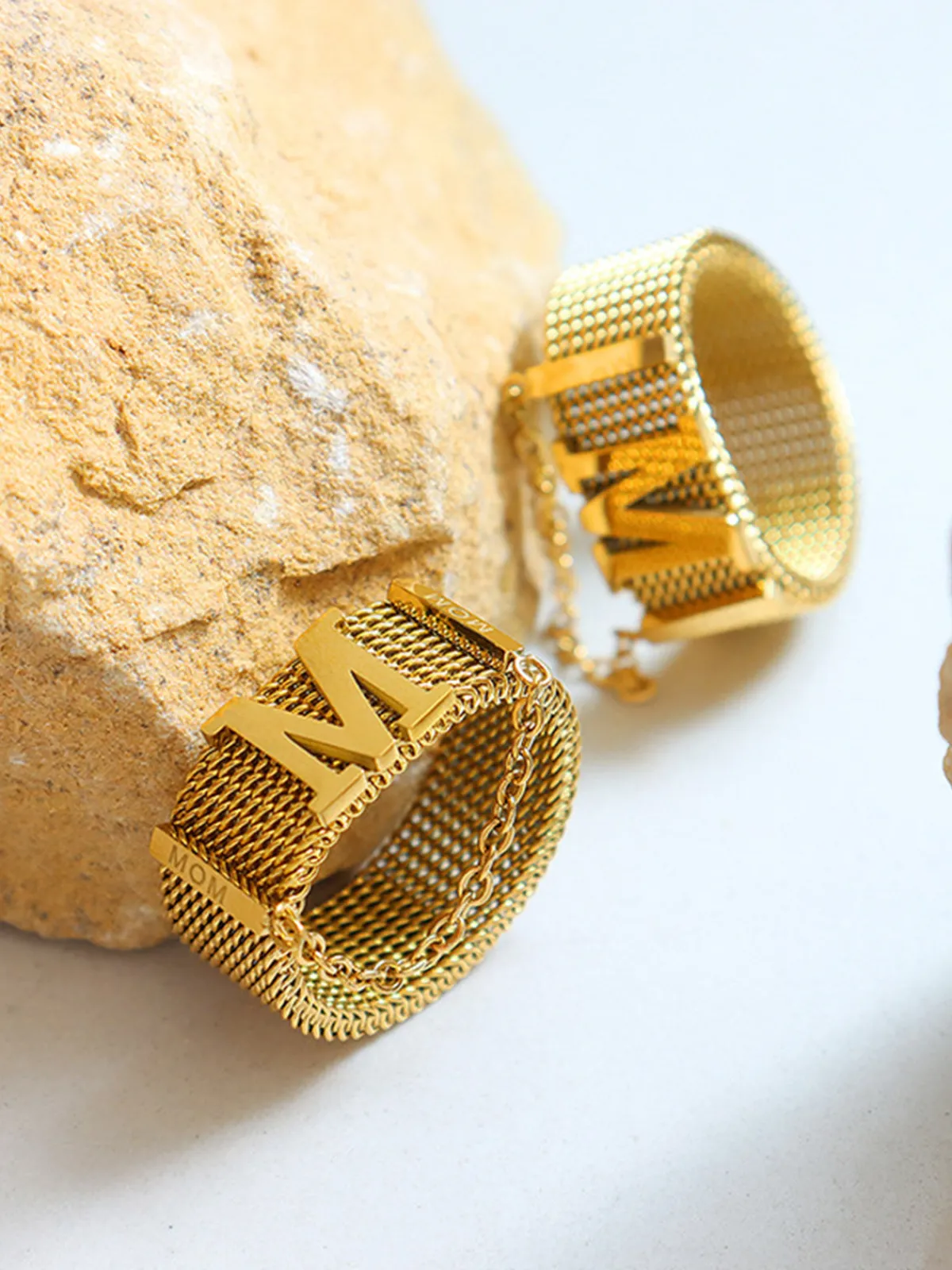 Best M Letter & Chain Decor Ring Rings & Bracelets|Accessories