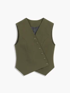 New Made For You Asymmetric Buttoned Vest Vests|Tank Tops & Camis