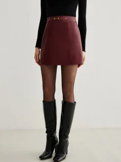 Outlet Magnet Closure Faux Leather Skirt Skirts|Bottoms